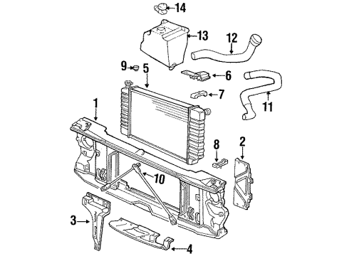 1991 Chevy C2500 Radiator & Components, Radiator Support Diagram 2 - Thumbnail