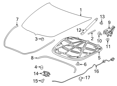 2014 Cadillac CTS Hood & Components, Exterior Trim, Body Diagram 1 - Thumbnail