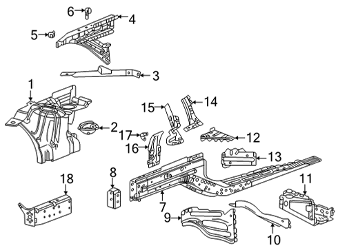 2023 Cadillac CT5 Structural Components & Rails Diagram