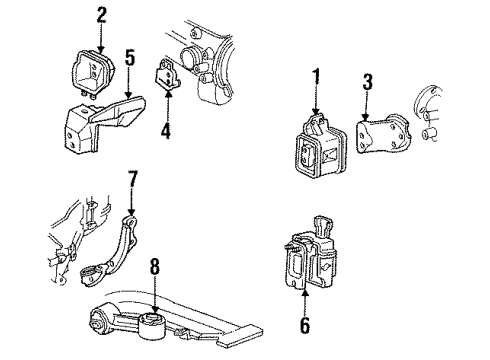 1989 Chevy Cavalier Engine Mounting, Trans Mounting Diagram 1 - Thumbnail