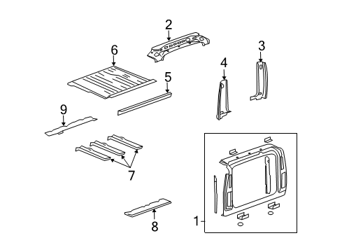 2003 Hummer H2 Panel,Back Body Opening Inner Upper Diagram for 15773342