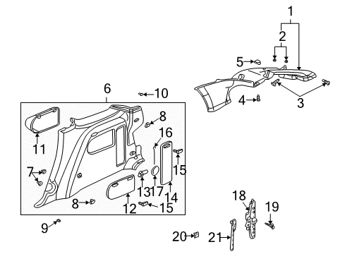 2004 Pontiac Aztek Retainer Diagram for 11610525