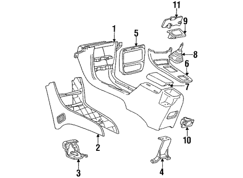 1992 Chevy Cavalier Console Assembly, Front Floor Upper *Graphite Diagram for 22566172