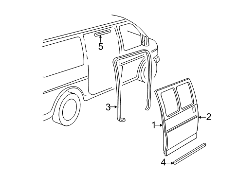 2023 GMC Savana 3500 Door & Components, Exterior Trim - Body & Hardware Diagram 4 - Thumbnail