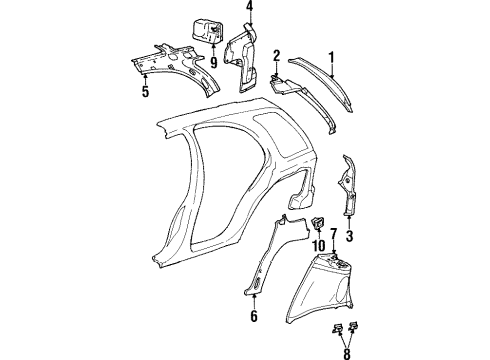 1996 Saturn SW2 Panel,Quarter Inner Upper Diagram for 21124810