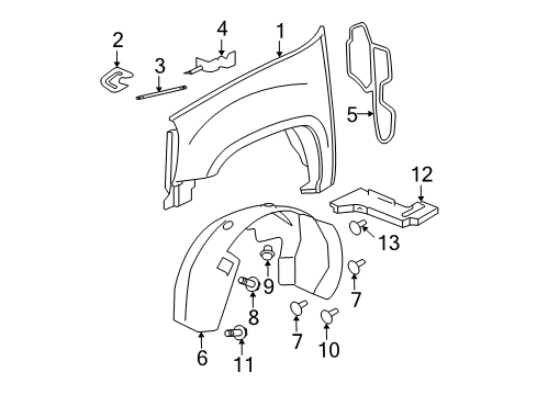 2012 Chevy Silverado 1500 Brace Assembly, Front Fender Rear Upper Diagram for 15185450