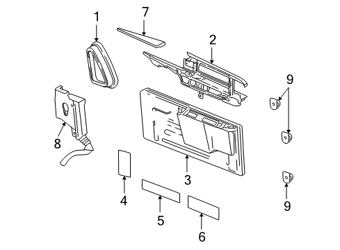 2004 Chevy Avalanche 2500 Deflector, Body Side Rear Drain Duct Water *Dark Smoke Gray Diagram for 93440199