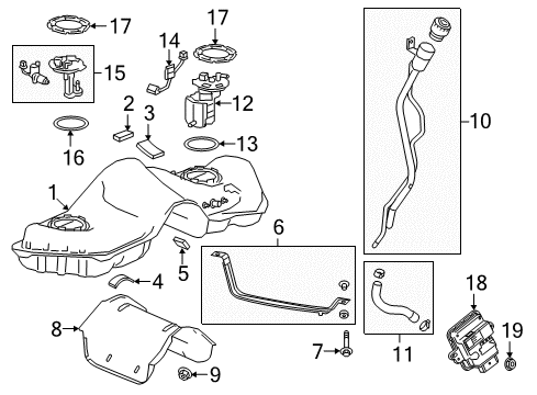 2017 Cadillac CT6 Sensor Assembly, Fuel Tank Pressure Diagram for 13574913