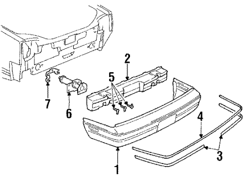 1990 Oldsmobile Cutlass Calais Rear Bumper Cover Diagram for 22548579