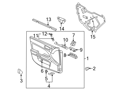 2005 Cadillac STS Cover, Front Side Door Inside Handle Bezel Finish *Ebony Diagram for 10373148