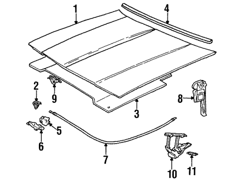 1988 Pontiac Safari Hood & Components Diagram