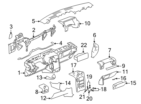 2004 Hummer H2 Panel,Instrument Panel Lower Extension Trim *No Finish Diagram for 15068976