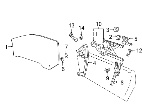 1998 Chevy Cavalier Door - Glass & Hardware Diagram