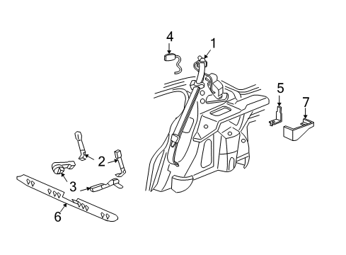 2005 Buick Park Avenue Rear Seat Belt Kit (Retractor Side) *Light Cashmere *Cashmere Diagram for 88957542