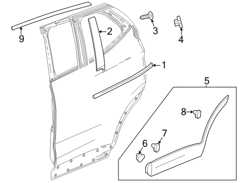 2024 Buick Encore GX Applique Assembly, Rear S/D Wdo Frm Frt Diagram for 42762884