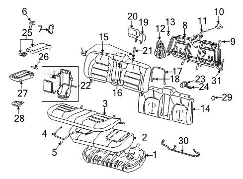 2002 Cadillac DeVille Frame Asm,Rear Seat Cushion Diagram for 88950685