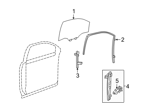 2010 Saturn Outlook Front Door - Glass & Hardware Diagram