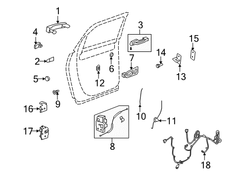 2009 Buick Enclave Rear Side Door Latch Assembly Diagram for 22820697