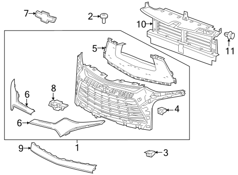 2024 Chevy Blazer Grille & Components Diagram