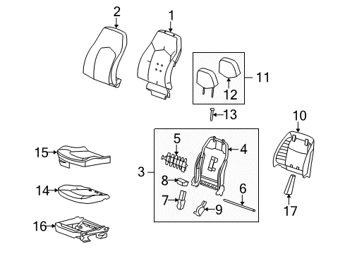 2008 Cadillac CTS Pad Assembly, Driver Seat Back Cushion Diagram for 25777056