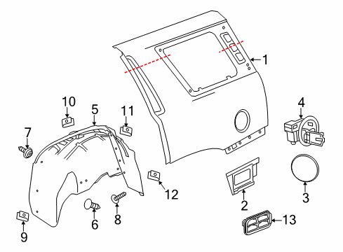 2019 Cadillac Escalade Quarter Panel & Components Diagram