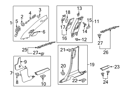 2014 GMC Terrain Molding Assembly, Body Hinge Pillar Garnish *Black Diagram for 23241169