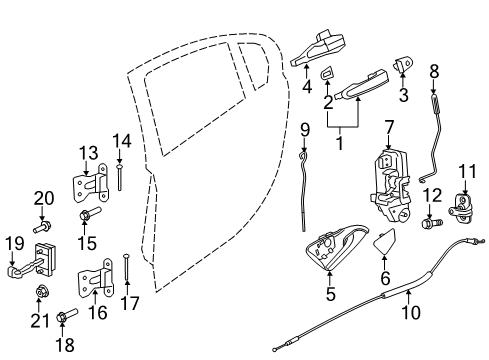 2017 Chevy SS Rear Door - Lock & Hardware Diagram