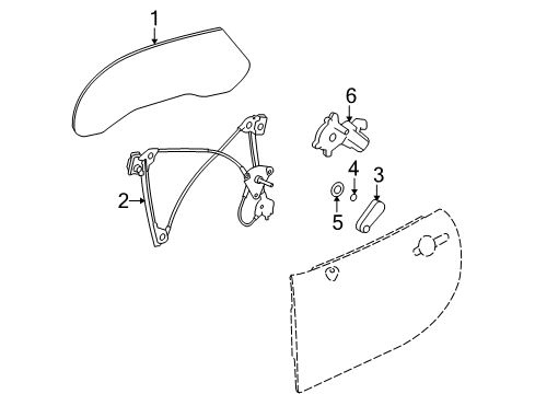 2006 Pontiac Solstice Window, Front Side Door Diagram for 20793259