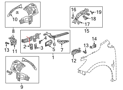 2016 Chevy Cruze Support Assembly, Front End Upper Tie Bar Diagram for 39018923