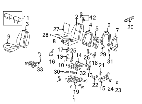 2012 Cadillac Escalade Restraint Assembly, Driver Seat Head *Ebony Diagram for 22784375