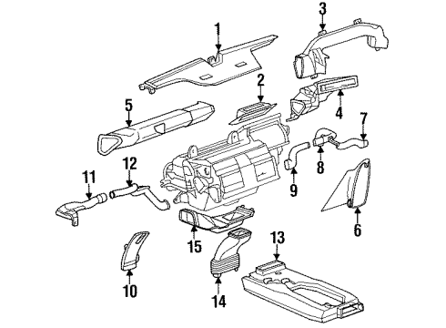 1995 Oldsmobile Aurora Duct Assembly, Floor Rear Air Outlet Diagram for 25644409