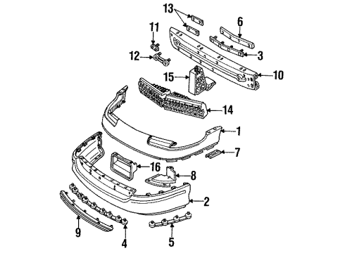 1994 Saturn SC2 Panel,Front Lower Fascia Closeout Diagram for 21030232