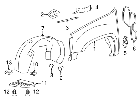 2014 Chevy Silverado 3500 HD Fender & Components Diagram