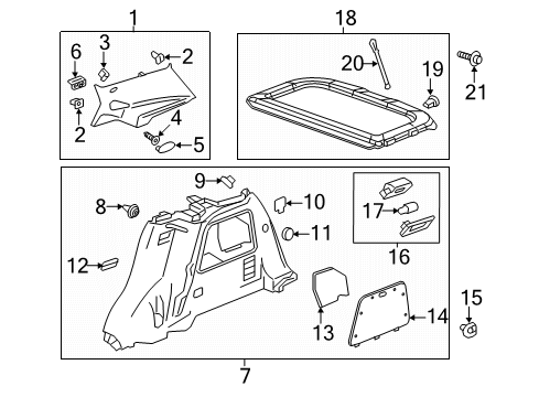 2020 Chevy Trax Interior Trim - Quarter Panels Diagram