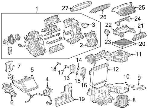 2024 Chevy Trax CASE-HTR & A/C EVPR & BLO UPR Diagram for 42812110