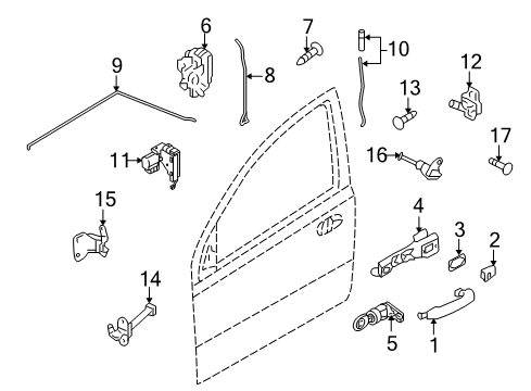 2009 Chevy Aveo Front Door - Lock & Hardware Diagram