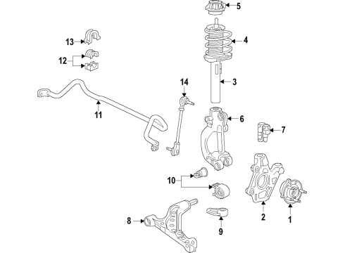 2016 Buick Envision Link Assembly, Front Stabilizer Shaft Diagram for 23359386