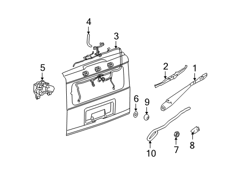 2005 Hummer H2 Rear Wiper Components Diagram