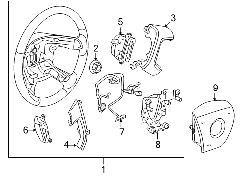 2010 GMC Sierra 1500 Steering Wheel Assembly *Ebony Diagram for 22947775