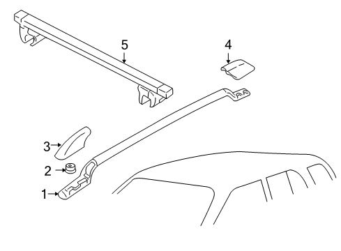 2002 Chevy Tracker Cap,Roof Rail Rear,LH (On Esn) Diagram for 30027071