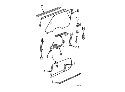 1985 Chevy El Camino S/Strip Asm Front Door Window Inner At Belt Diagram for 20208434