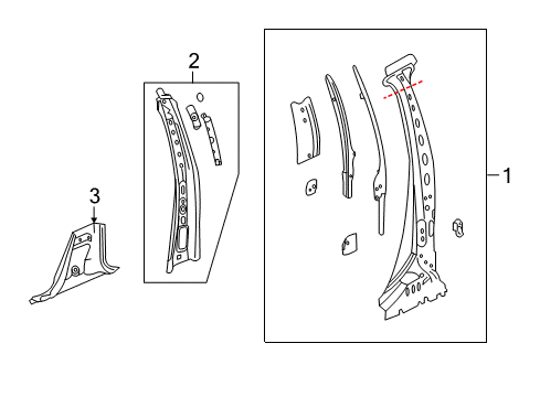 2011 Buick Enclave Reinforcement Assembly, Center Pillar Inner Panel Lower Diagram for 20936340