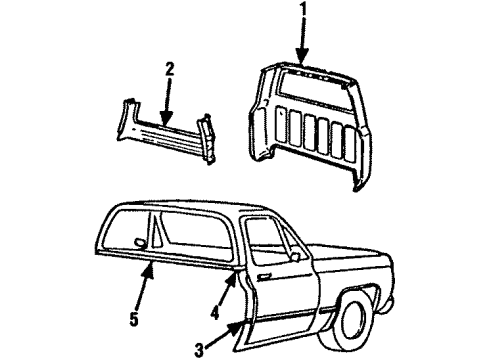 1986 Chevy C30 Moulding, Body Rear Panel Upper Diagram for 14027354