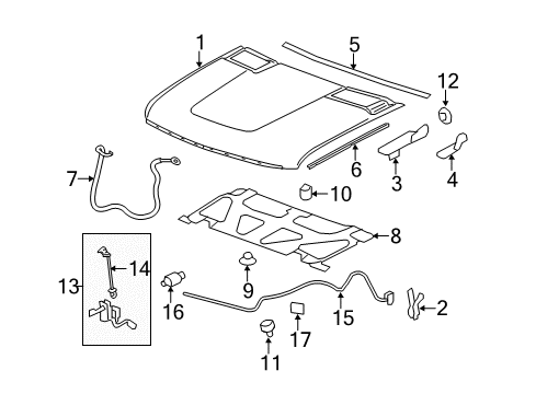 2011 Chevy Silverado 3500 HD Hood & Components, Body Diagram