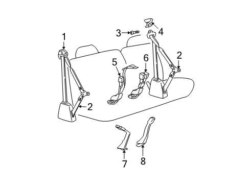 1995 Chevy C3500 Belt Kit,Front Seat Center Latch Side *Navy Blue *Blue Diagram for 12384223