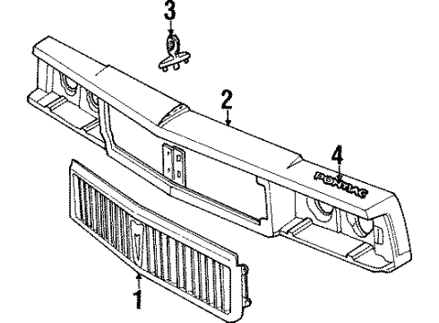 1988 Pontiac Safari Radiator Grille And Front End Emblem Diagram for 10010523