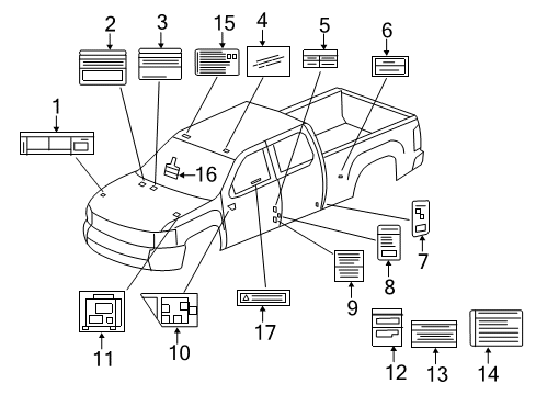 2012 Chevy Silverado 2500 HD Information Labels Diagram