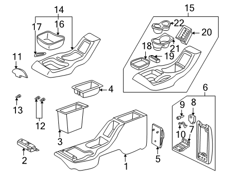 1997 GMC Sonoma Center Console, Front Console Diagram 1 - Thumbnail