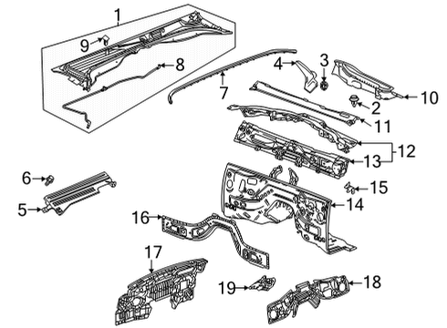 2020 Cadillac CT5 Bracket Assembly, Instrument Panel Carrier Locating Pinion Diagram for 23285544