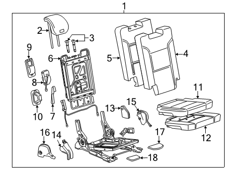 2016 Chevy Tahoe Cover Assembly, 3Rd Row Seat Back Latch *Black Diagram for 22974088